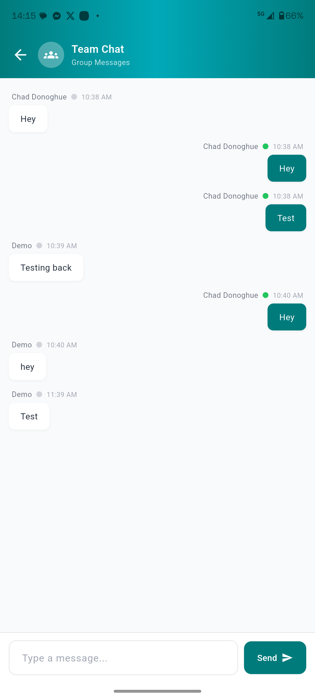Team Chat screen